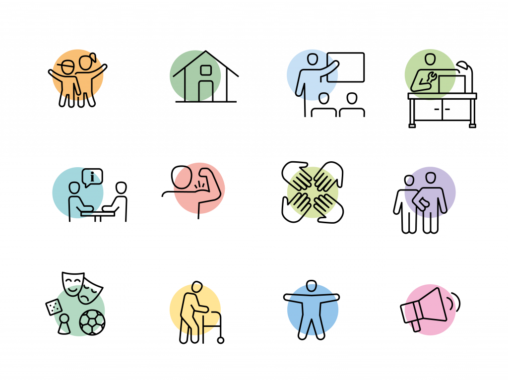 Symbole für die 12 Leitlinien